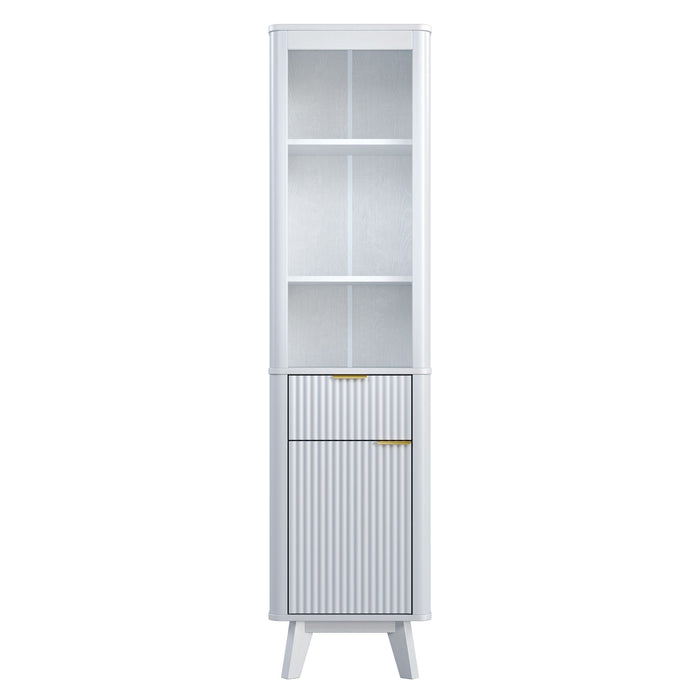 Tall Bathroom Storage Cabinet With Adjustable Shelves And 1 Drawer & Door