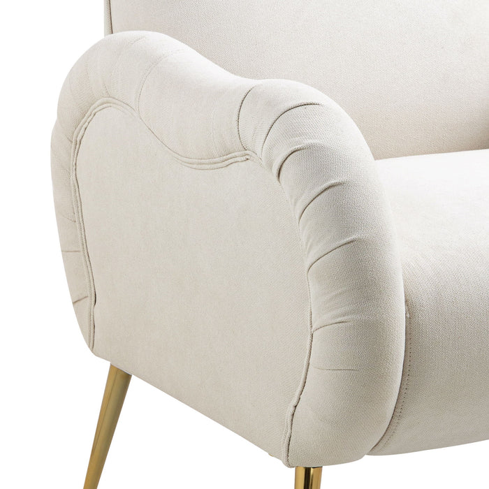 Modern Accent Chair With Metal Legs, Snowflake Fabric Armchair