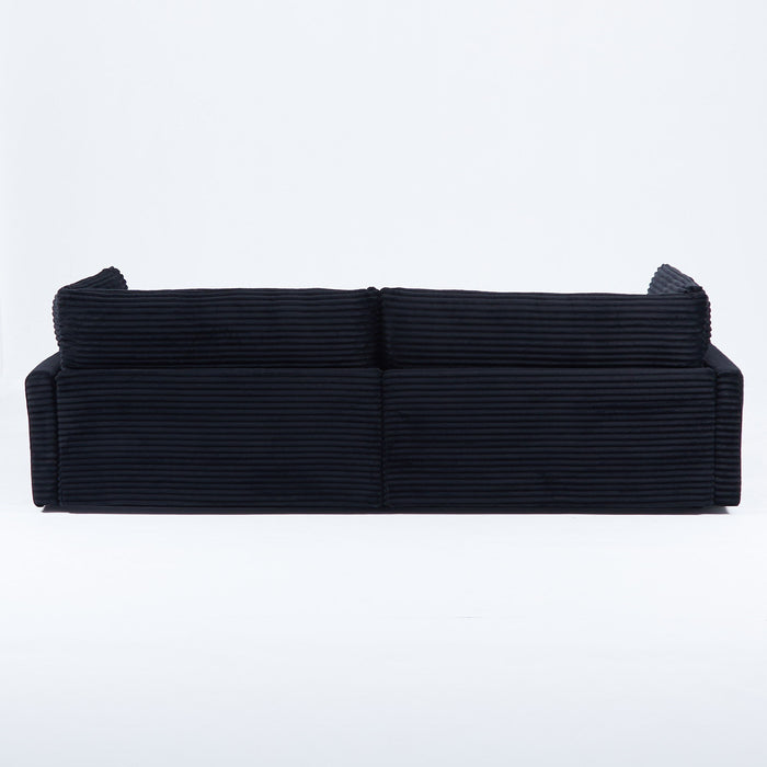 Elegant Corduroy Sofa With Throw Pillows And Backrests
