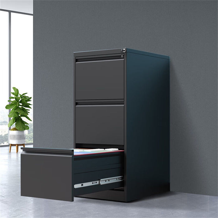 Durable Metal 3 Drawer File Cabinet With Lock For Office Storage