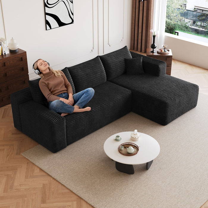 Cloud Sectional Sofa, Comfort U-Shaped Sofa For Living Room - Black