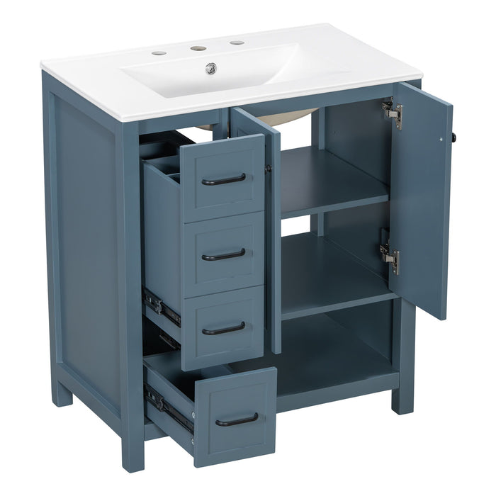 Bathroom Vanity With Sink Top, Bathroom Vanity Cabinet With 2 Doors And 2 Drawers, Open Shelf