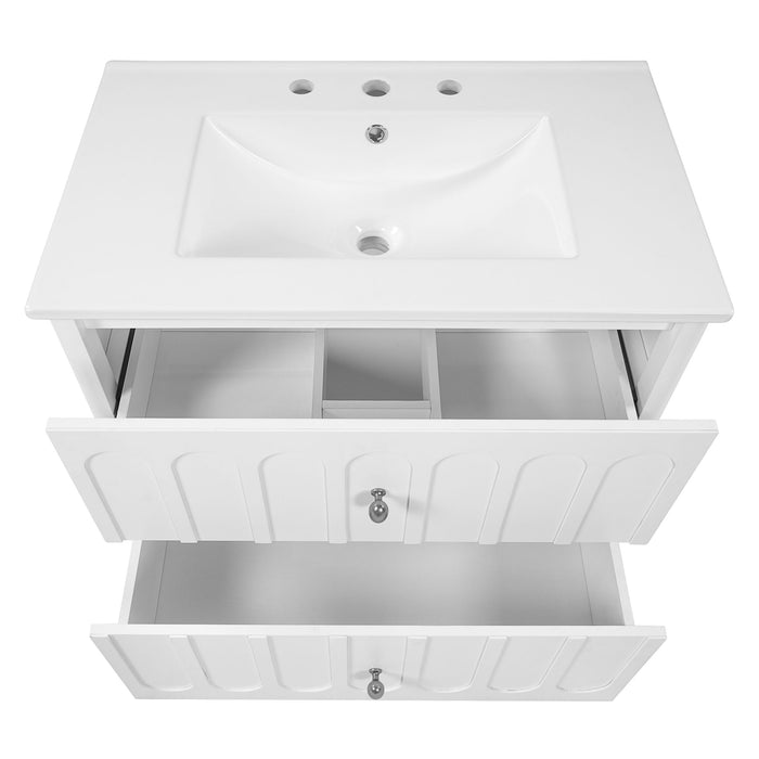 Floating Bathroom Vanity With Oval Knobs & Round Edge, Soft Close Drawer Slides
