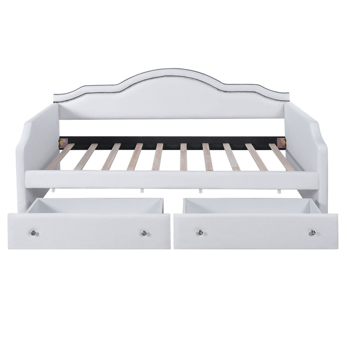 Upholstered Daybed With LED Lights And 2 Drawersme