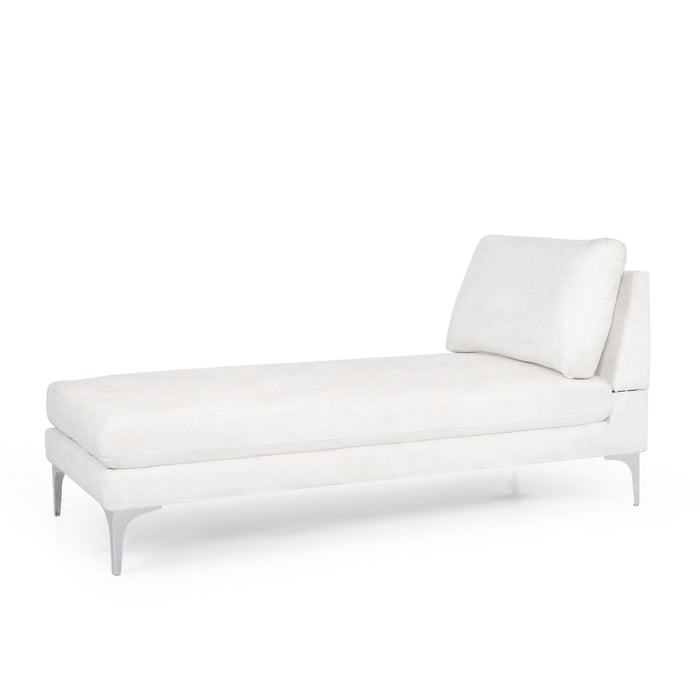 Fabric Upholstered Chaise Lounge With Iron Bracket Legs