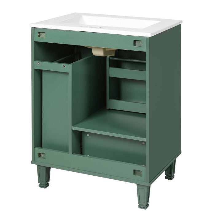 Bathroom Vanity With Sink, Deep Drawer, Door Shelf, 2 Tier Basket