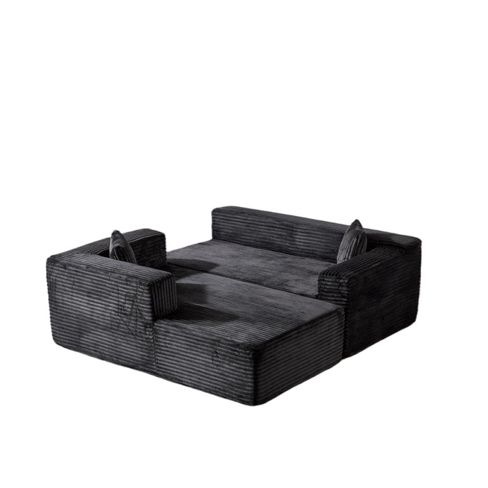 Compression Sectional Couch With Comfy Chaise, Boneless L Shape Sofa With Deep Seat