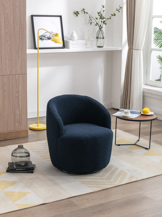 Teddy Fabric Swivel Accent Armchair Barrel Chair With Powder Coating Metal Ring