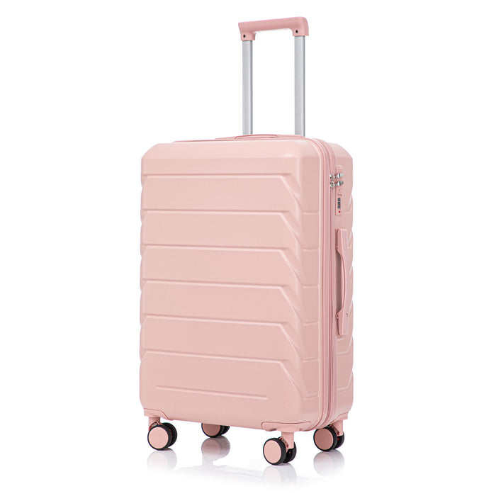 Hard Shell Luggage With Scratch Resistant Surface, 4 Wheels, Combination Lock & Side Hooks