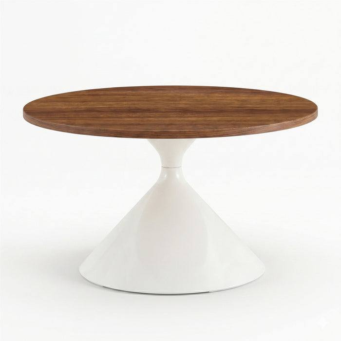 2 Piece Round Coffee Table Set - Walnut / White