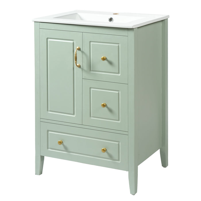 Retro Bathroom Vanity With Sink, Soft Closing Cabinet & Drawers