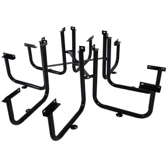 Square Outdoor Steel Picnic Table, With Umbrella Pole