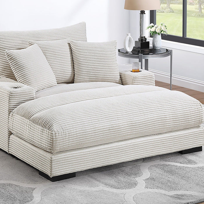 Upholstered Chaise Lounge With Cup Holders USB Port And Pillows