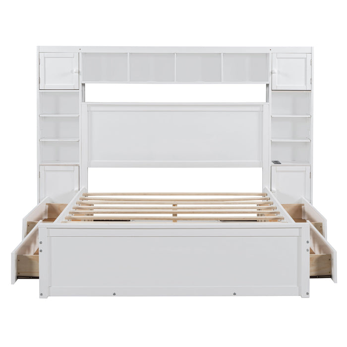 Bed With All In One Cabinet, Shelf And Sockets