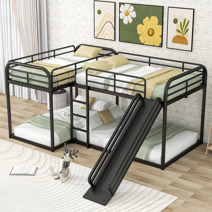 L Shaped Bunk Bed With Slide And Short Ladder