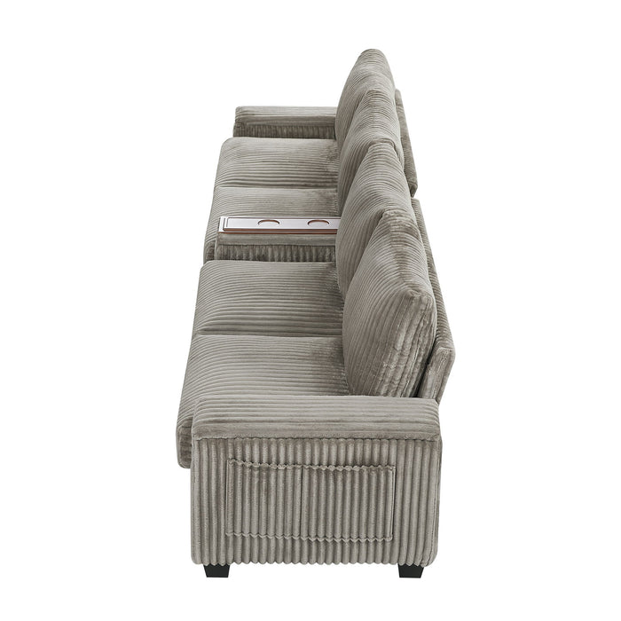 Modern 4 Seater Corduroy Sofa Couch With USB Ports And Hidden Storage