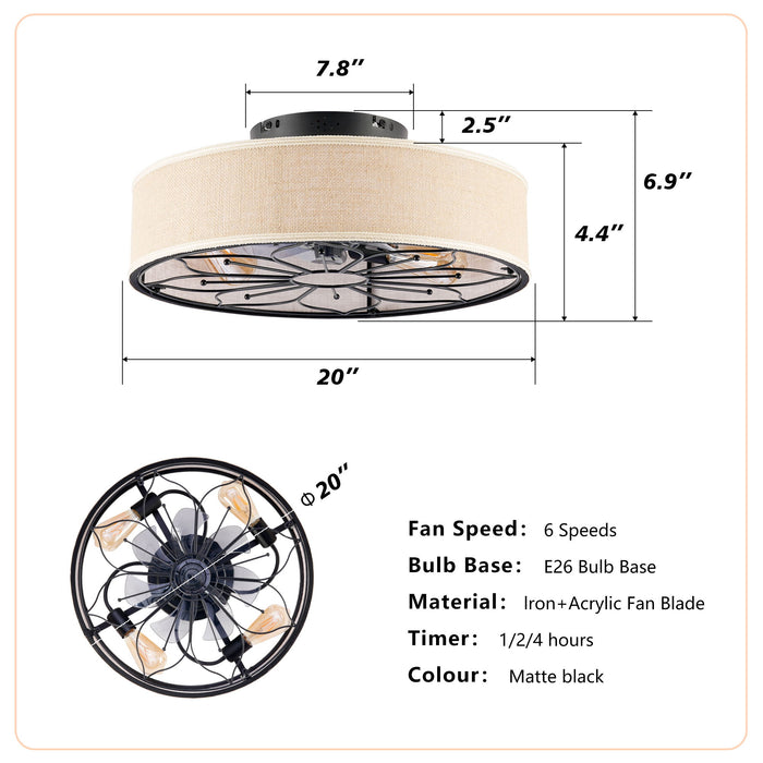 Lotus Bladeless Ceiling Fan With Remote Control For Living Room - Matte Black