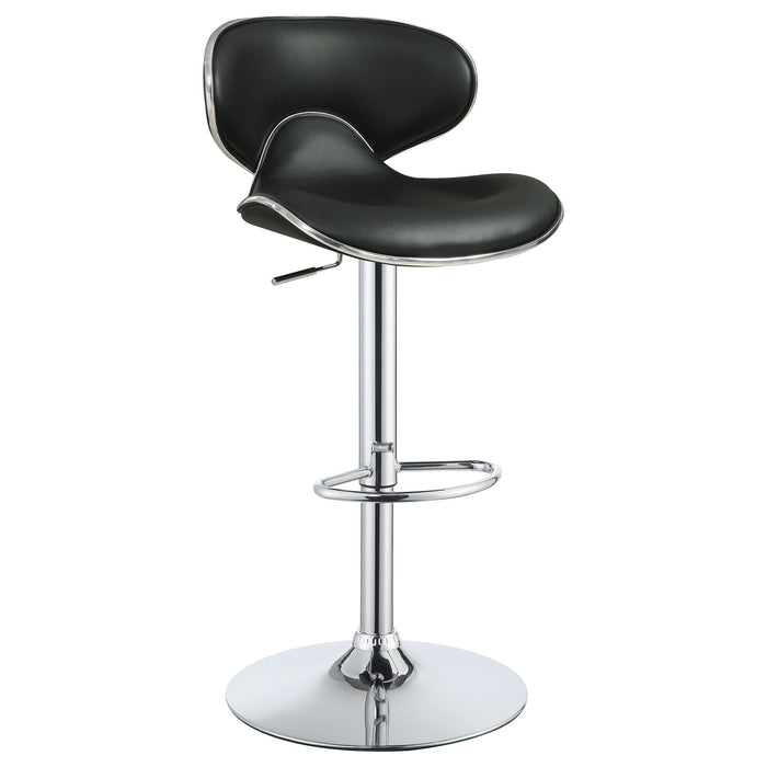 Bar Stool With Curved Design, Height Adjustable & Swivel Base (Set of 2) - Black
