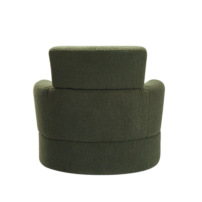 360° Swivel Chair Upholstered Accent Barrel Chair With Adjustable Headrest