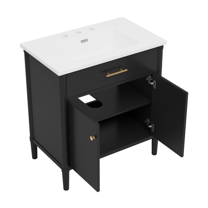 Bathroom Vanity With Sink, Soft Close Doors And Adjustable Shelf