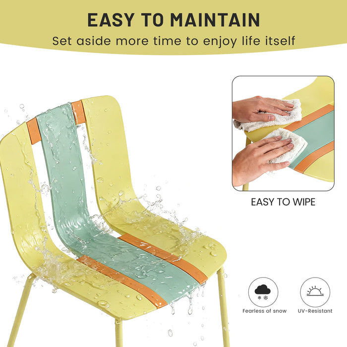 Modern Striped Blocking Single Chairs (Set of 4)