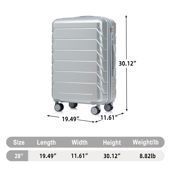 Hard Shell Luggage With Scratch Resistant Surface, 4 Wheels, Combination Lock & Side Hooks