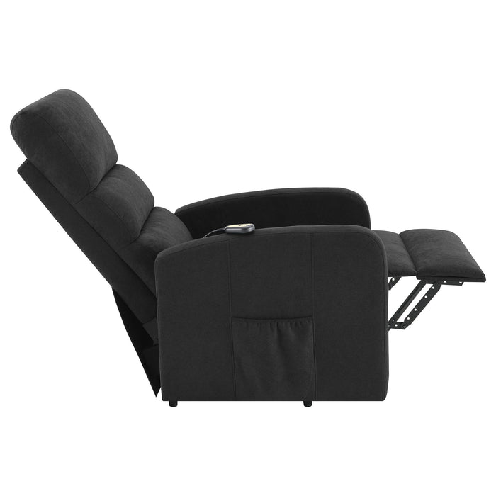 Royston - Upholstered Power Lift Recliner With Remote Comfort - Black