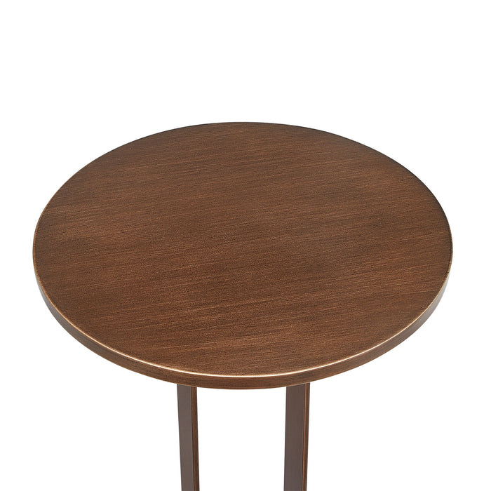 Tareel - Round Accent Table With Open Oval Pedestal - Antique Bronze