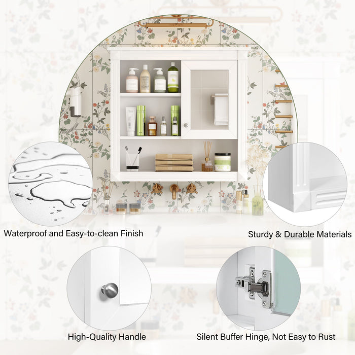 Wall-Mounted Bathroom Cabinet With Mirror And Adjustable Shelves