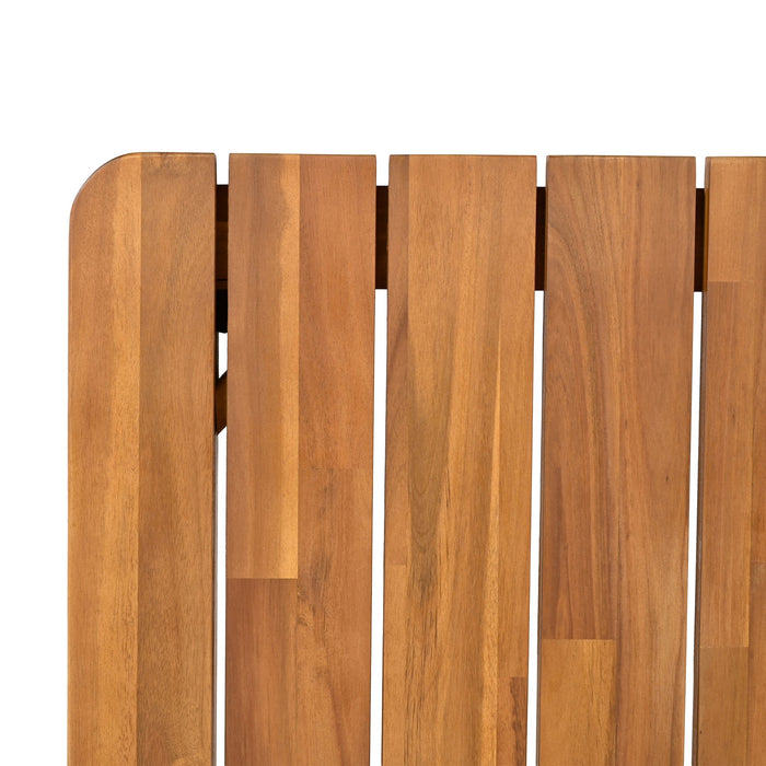 7 Piece Patio Dining Set, Slatted Table & 6 Chairs For Patio Garden - Mocha / Teak