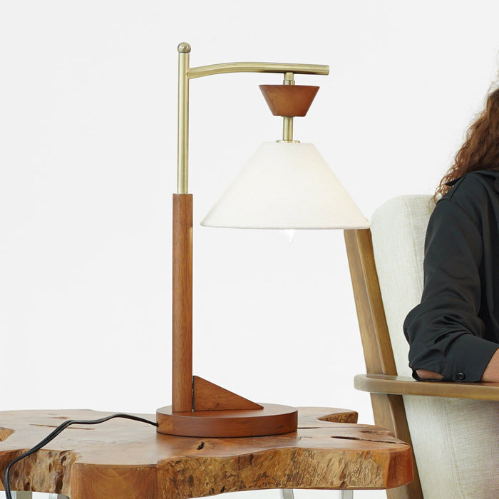 Nightstand Desk Lamp With Cone Shade For Eye Protection - Brown