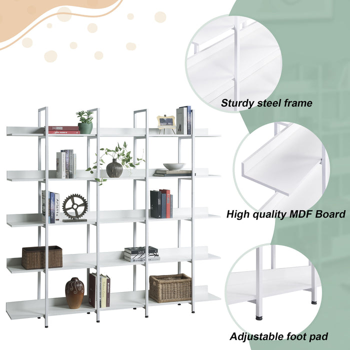 Vintage Industrial 5 Tier Open Bookcase