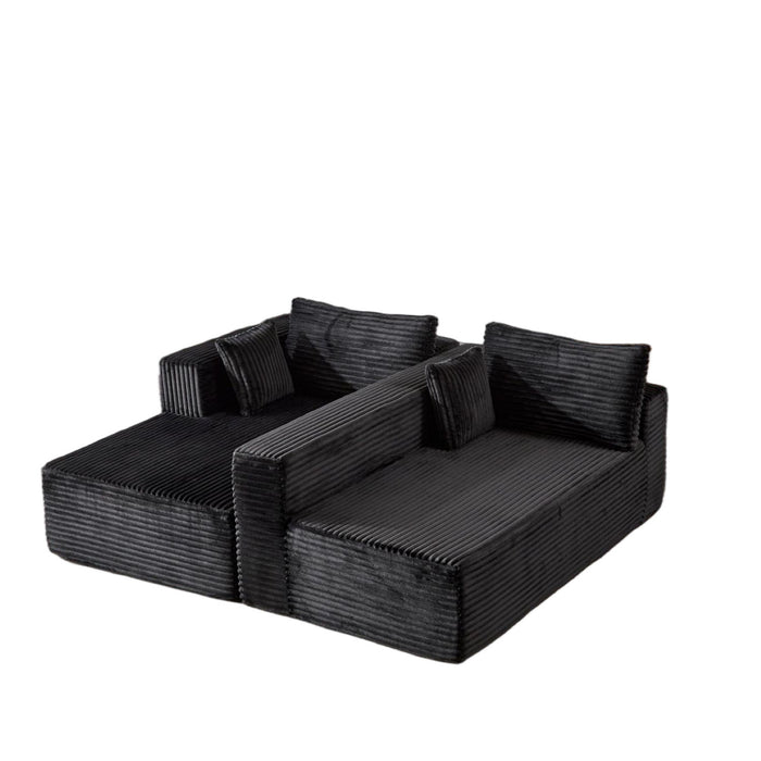 Compression Sectional Couch With Comfy Chaise, Boneless L Shape Sofa With Deep Seat