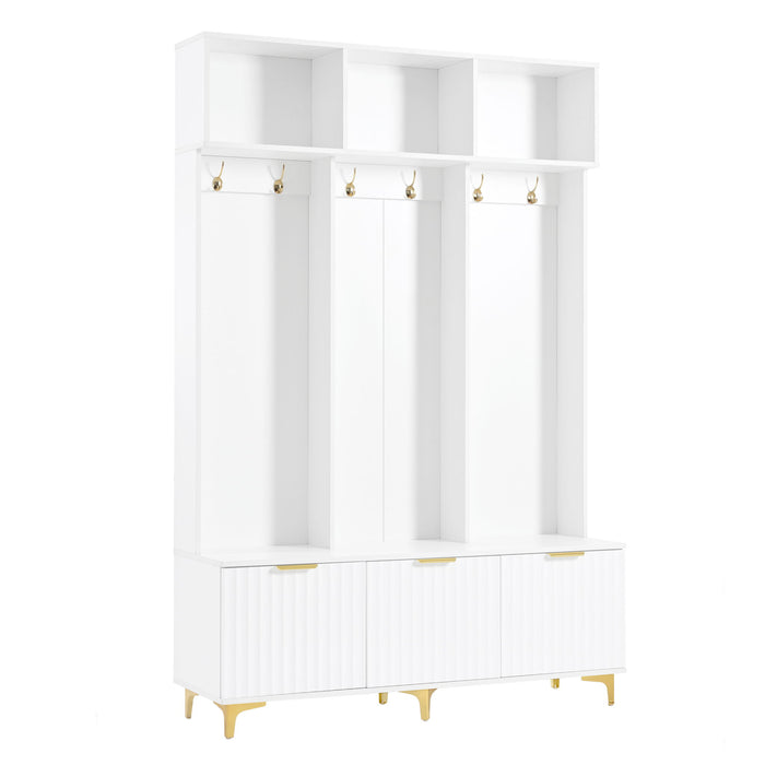 Modern Large Storage Hall Tree With Bench, 6 Hooks