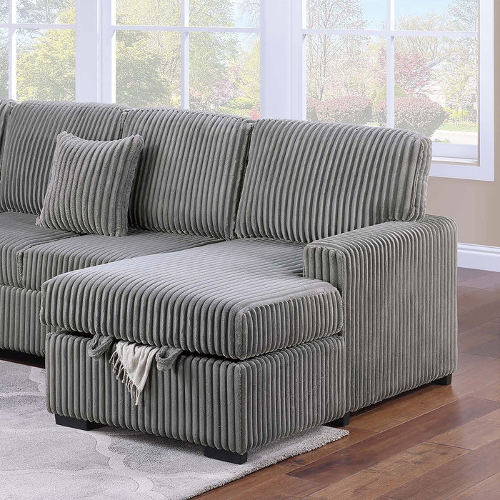 Convertible Sectional Upholstered Sleeper Sofa With Storage Chaise