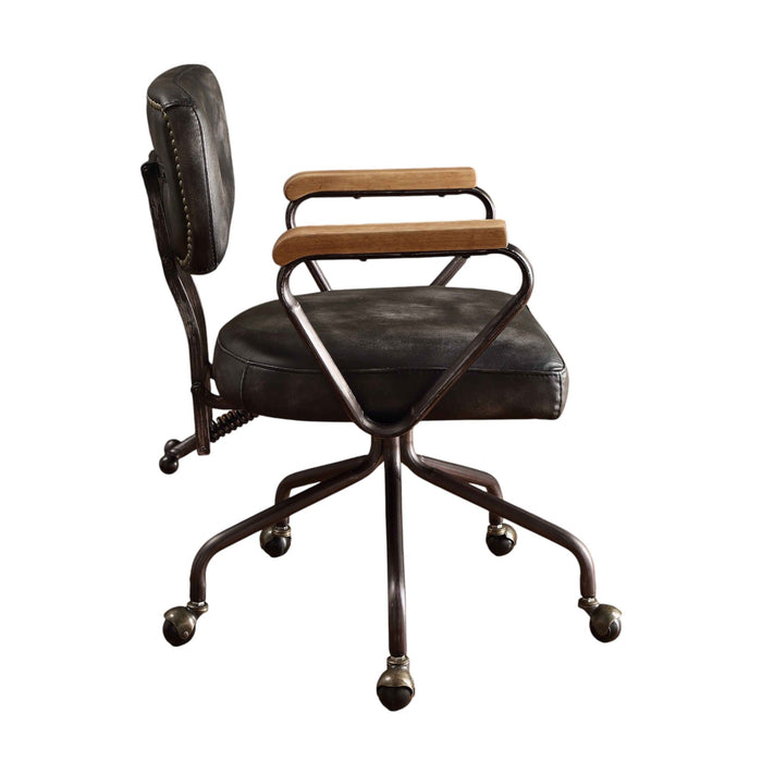 Hallie - Top Grain Leather Office Chair - Vintage Black