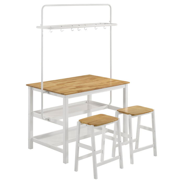 Cowichan - Kitchen Island Counter Table With Pot Rack - White