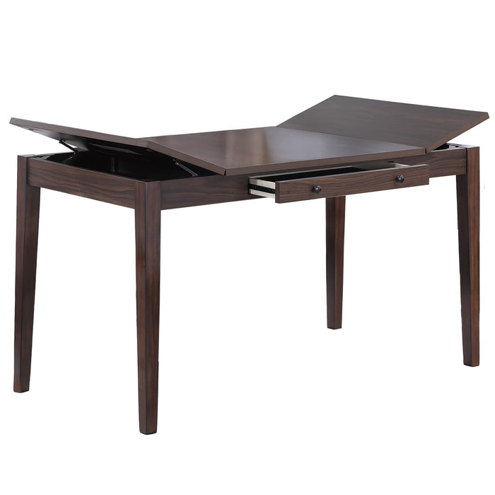 6 Piece Counter Height Dining Set Table With Storage Ladder Back Chairs And Bench - Walnut