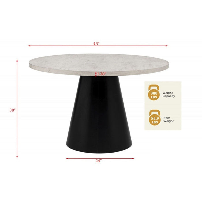 Dining Set With Round Table And 4 Upholstered Chairs - Black / Gray