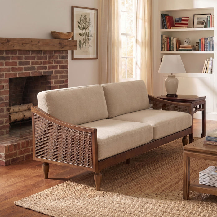 3 Seater Sofa With Rattan Armrests