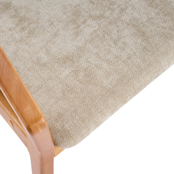 Indoor Upholstered Dining Chair (Set of 2) With Sturdy Frame And Ergonomic Curved Backrest - Oatmeal / Teak