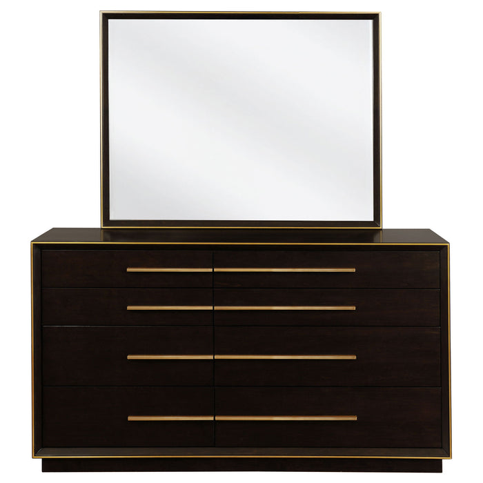 Prescott - 8 Drawer Dresser With Mirror - Smoked Peppercorn Brown