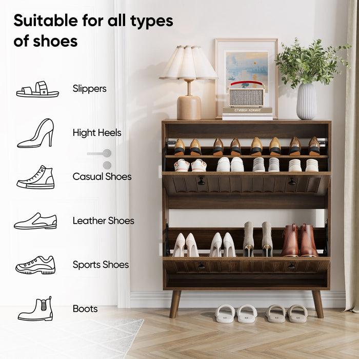 Shoe Cabinet, Storage Unit For Hallways - Walnut