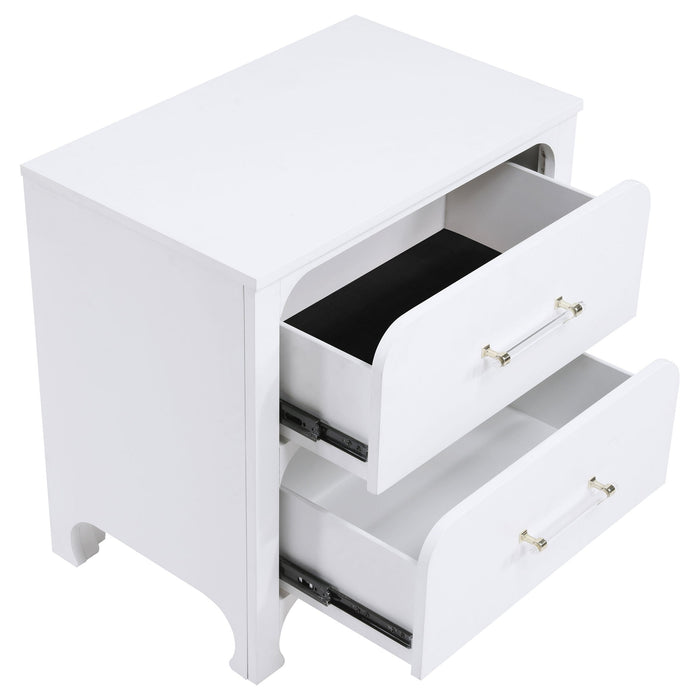 Helena - 2 Drawer Nightstand With Soft Curves - White