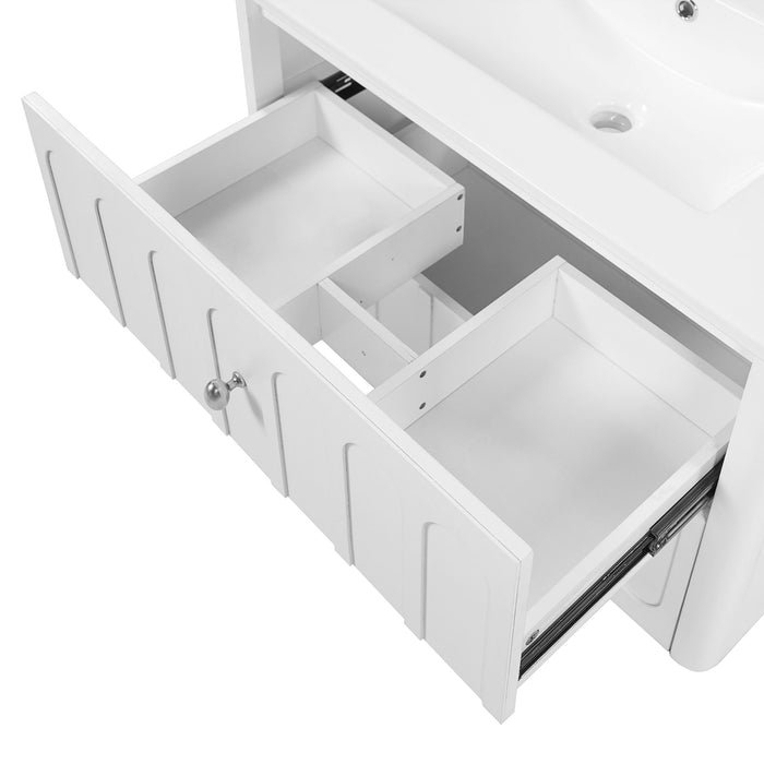Floating Bathroom Vanity With Oval Knobs & Round Edge, Soft Close Drawer Slides