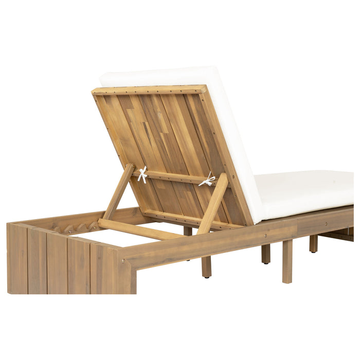Adjustable Outdoor Chaise Lounge Patio Recliner With Removable Cushion