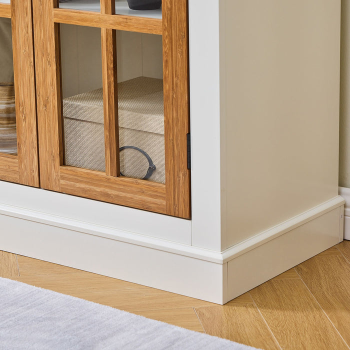 Rustic Style Display Cabinet With Glass Doors For Collectibles