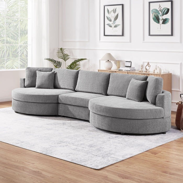 Modern 3 Seater Upholstered Sofa With Curved Design