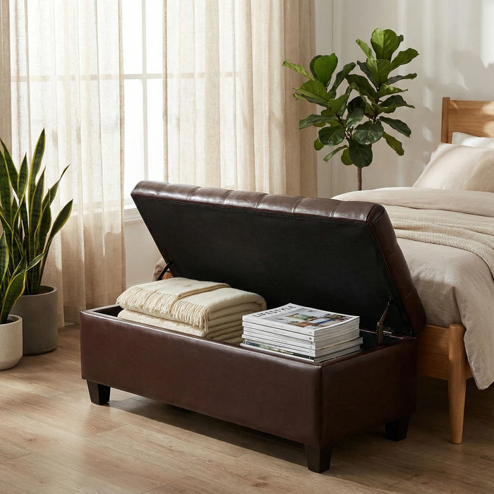Storage Ottoman Bench With Safety Hinges