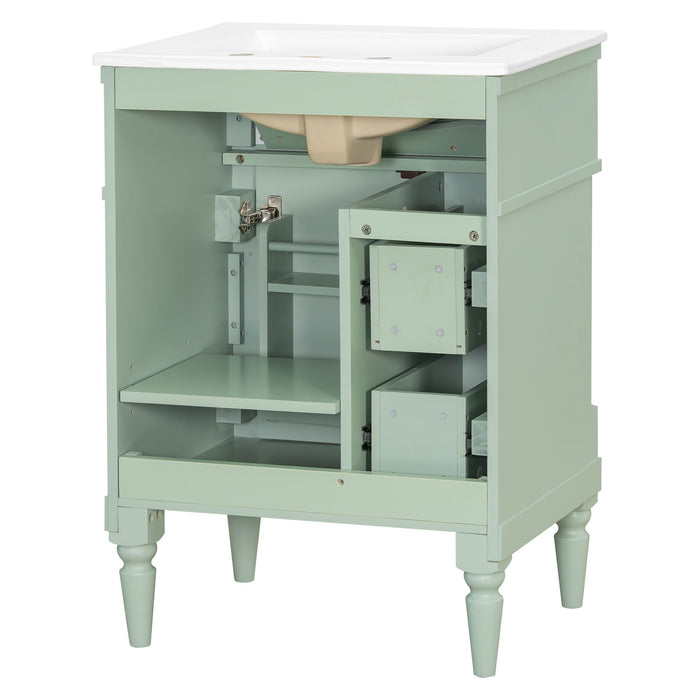 Freestanding Bathroom Vanity With Sink, Adjustable Shelf & Flip Drawer